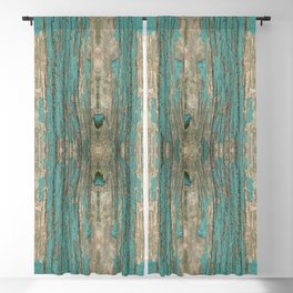 Weathered Rustic Wood - Weathered Wooden Plank - Beautiful knotty wood weathered turquoise paint Blackout Curtain