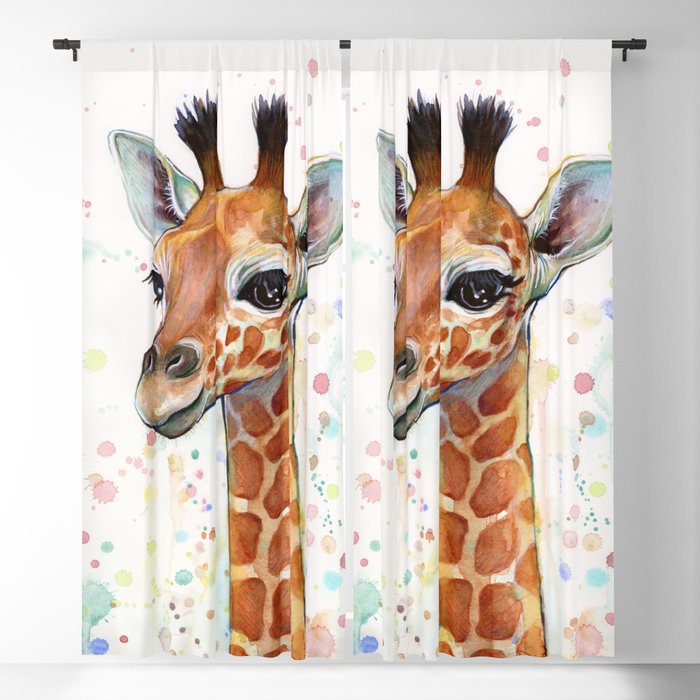 Giraffe Baby Watercolor Blackout Curtain