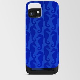 Blue Silk Metallic Seahorse Modern Collection iPhone Card Case