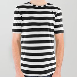 Striped Black and White All Over Graphic Tee