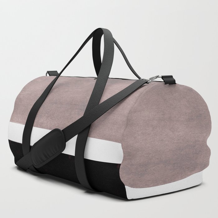 Mid Century Modern Minimalist Art Colorblock Rothko Inspired Squares Grey And Black Simple Abstract Duffle Bag By Enshape