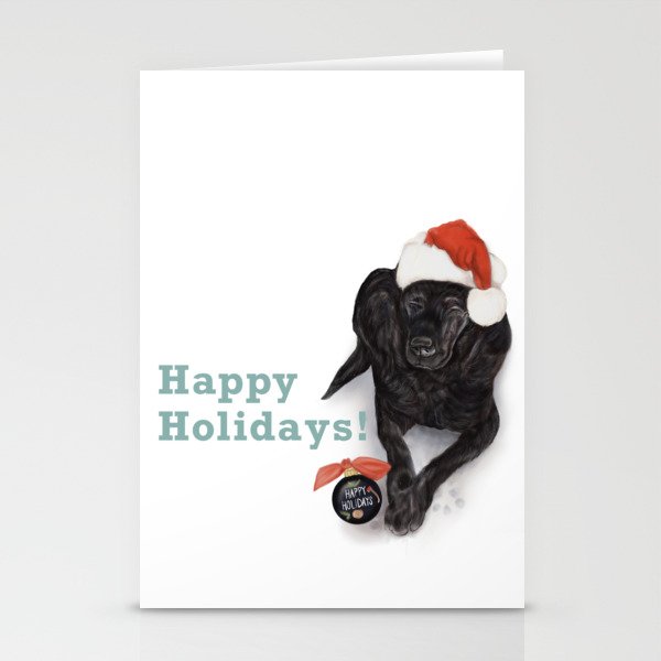 Merry Christmas Black Lab Stationery Cards by Linda Sholberg Society6