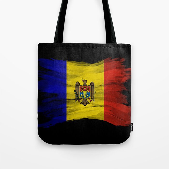 Moldova flag brush stroke, national flag Tote Bag