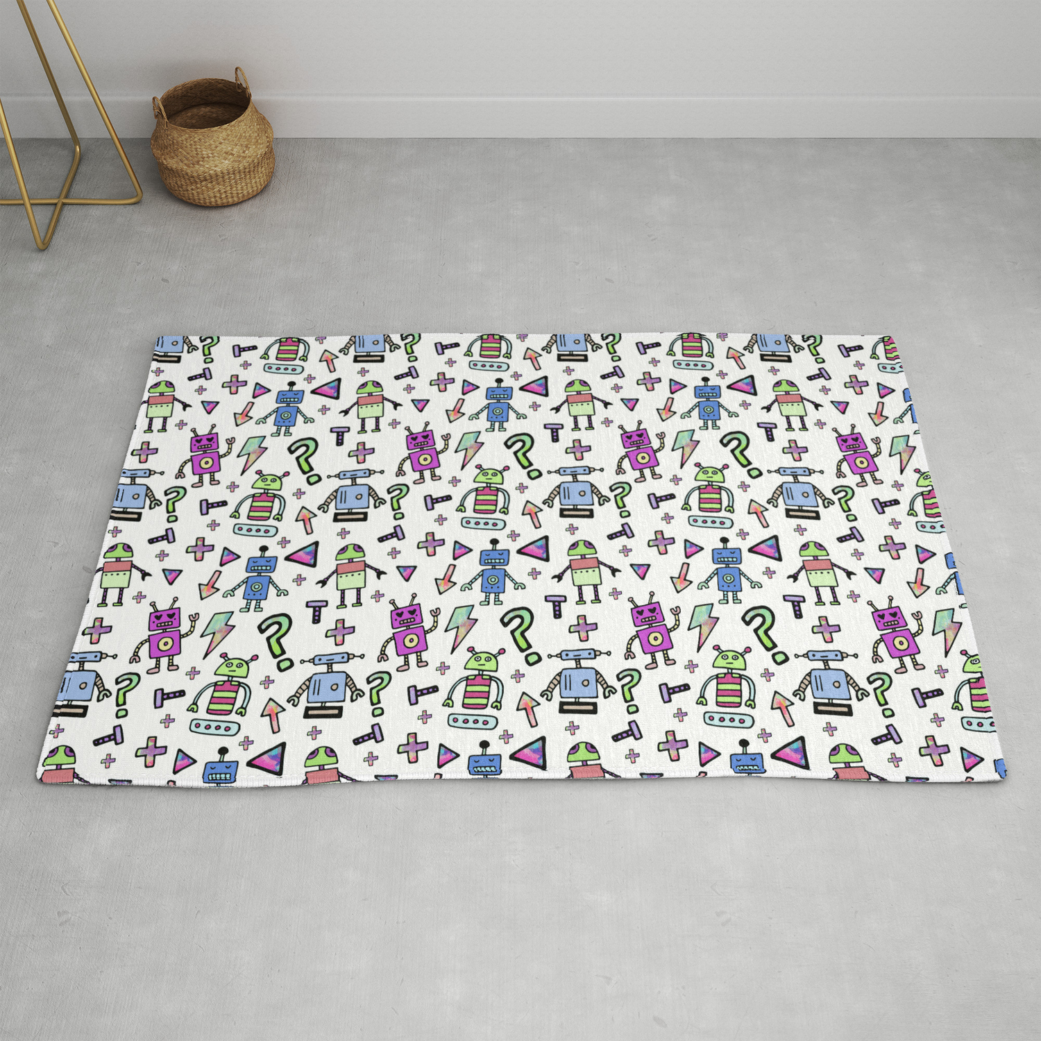 Fantastic Rainbow Robots Rug By Soverycassie Society6