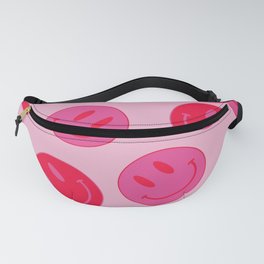 Large Bright Pink and Red Vsco Smiley Face - Preppy Aesthetic Fanny Pack