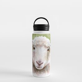 White Happy Sheep Watercolor Painting Water Bottle