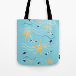 Starfish and Fish Kids  Pattern Tote Bag