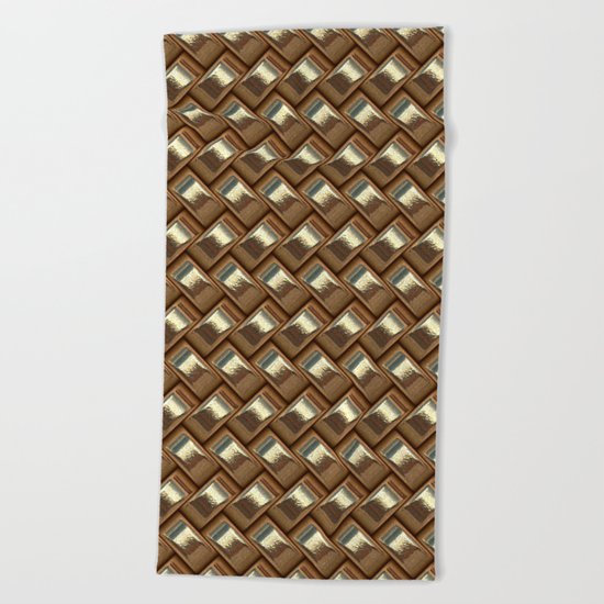 shiny elegant gold weave texture Beach Towel