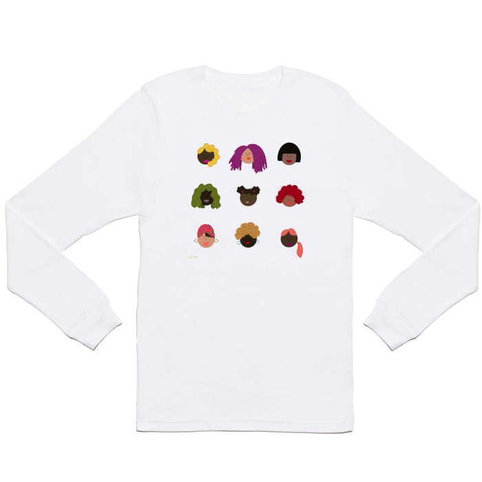 Melanin Versatility (Black Girls with Different Hairstyles) Long Sleeve T Shirt