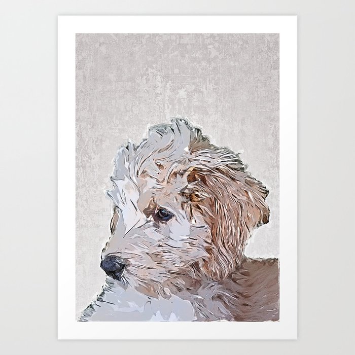 Cute Goldendoodle Puppy - Custom Pet Portrait Art Studio Art Print