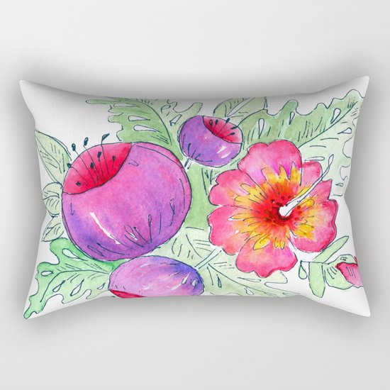 Tropical exotic flowers and leaves 2 . Rectangular Pillow