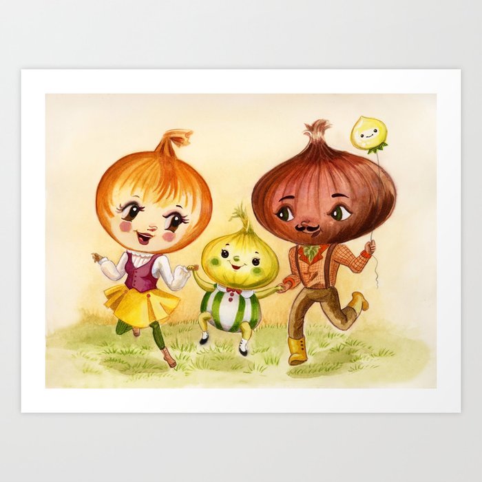 Kitschy Cute Onion Family Art Print