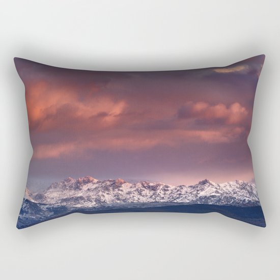 Mysterious mountains". Sunset at the mountains. Rectangular Pillow