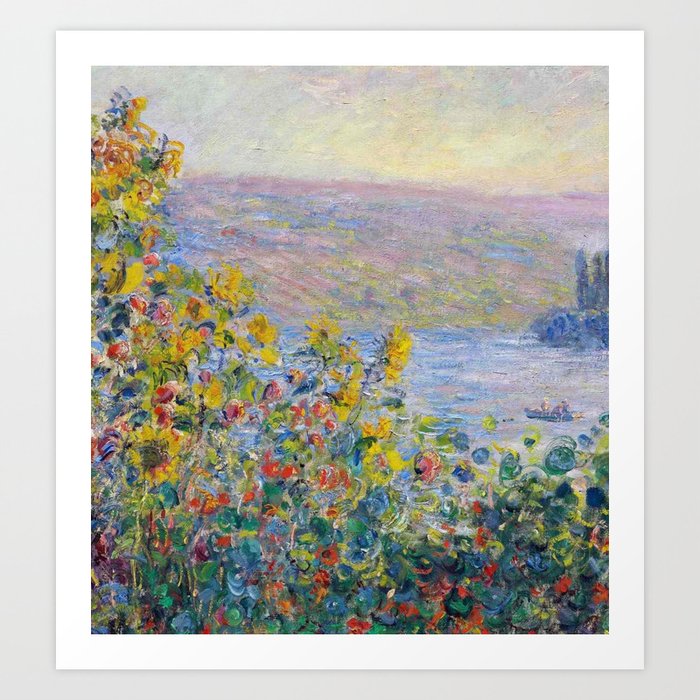 1881 Claude Monet Flower Beds At Vétheuil Art Print