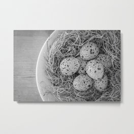 Quail Eggs in a Bowl Nest Metal Print