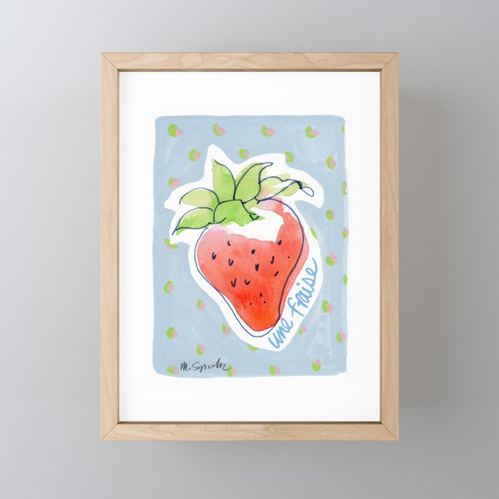 French Strawberry Framed Mini Art Print