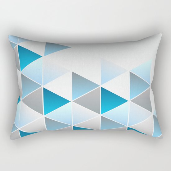 Triangles Blue Gray Geometric Rectangular Pillow