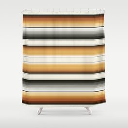 Navajo White, Gray, Black and Amber Brown Southwest Serape Blanket Stripes Shower Curtain