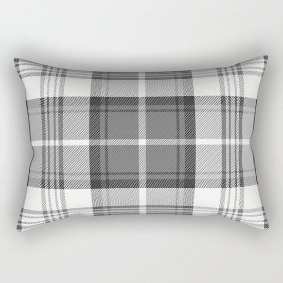 Black & White Tartan Rectangular Pillow