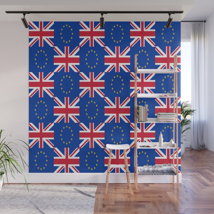 Mix of flag : UE and UK Wall Mural