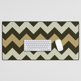 Chevron Pattern In Greige, Coffee and Brown Desk Mat