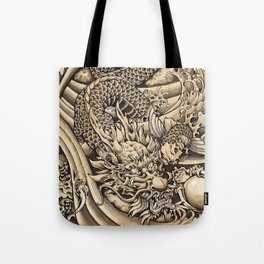 Japanese dragon and Koi fish Tote Bag