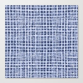 Shibori blue and white plaid Canvas Print