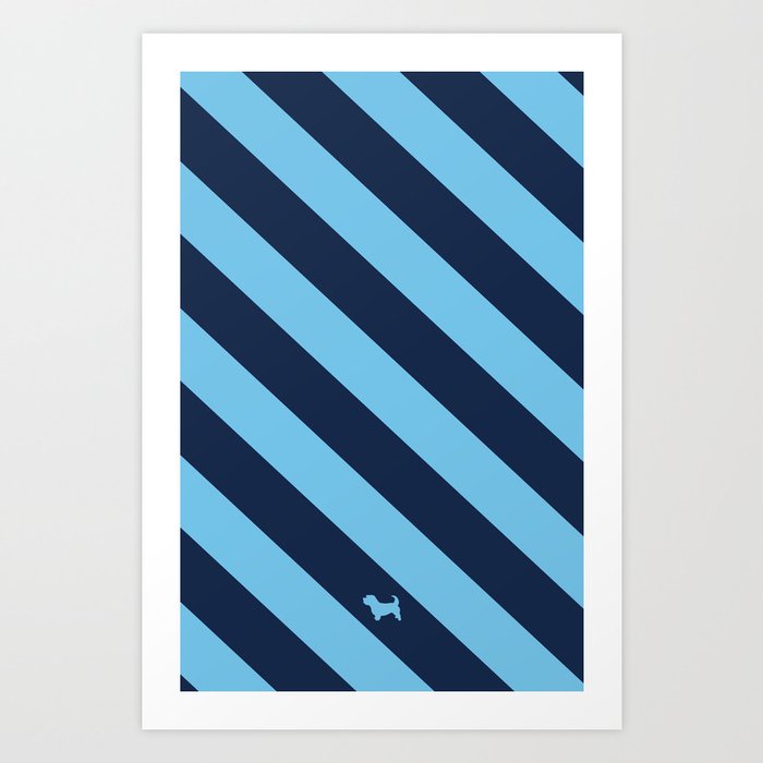 Preppy & Classy, Navy Blue / Blue Striped Art Print