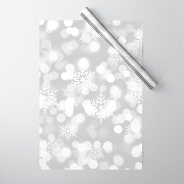 Christmas Snowflakes Bokeh Silver Pattern Wrapping Paper | Icecrystal, Snowfall, Snowflake, Pattern, Silver, Digital, Patterns, Snowing, Design, Graphicdesign 