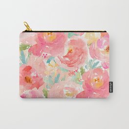 Preppy Pink Peonies Carry-All Pouch