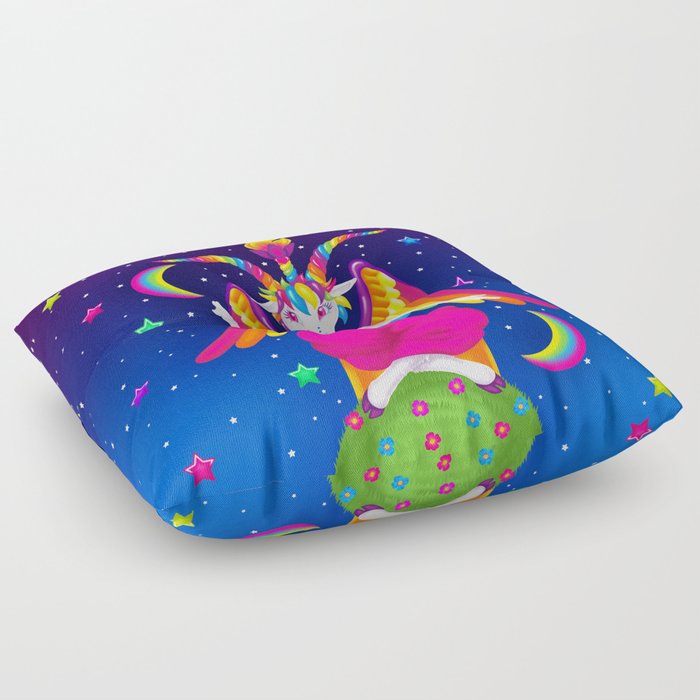 1997 Neon Rainbow Baphomet Floor Pillow