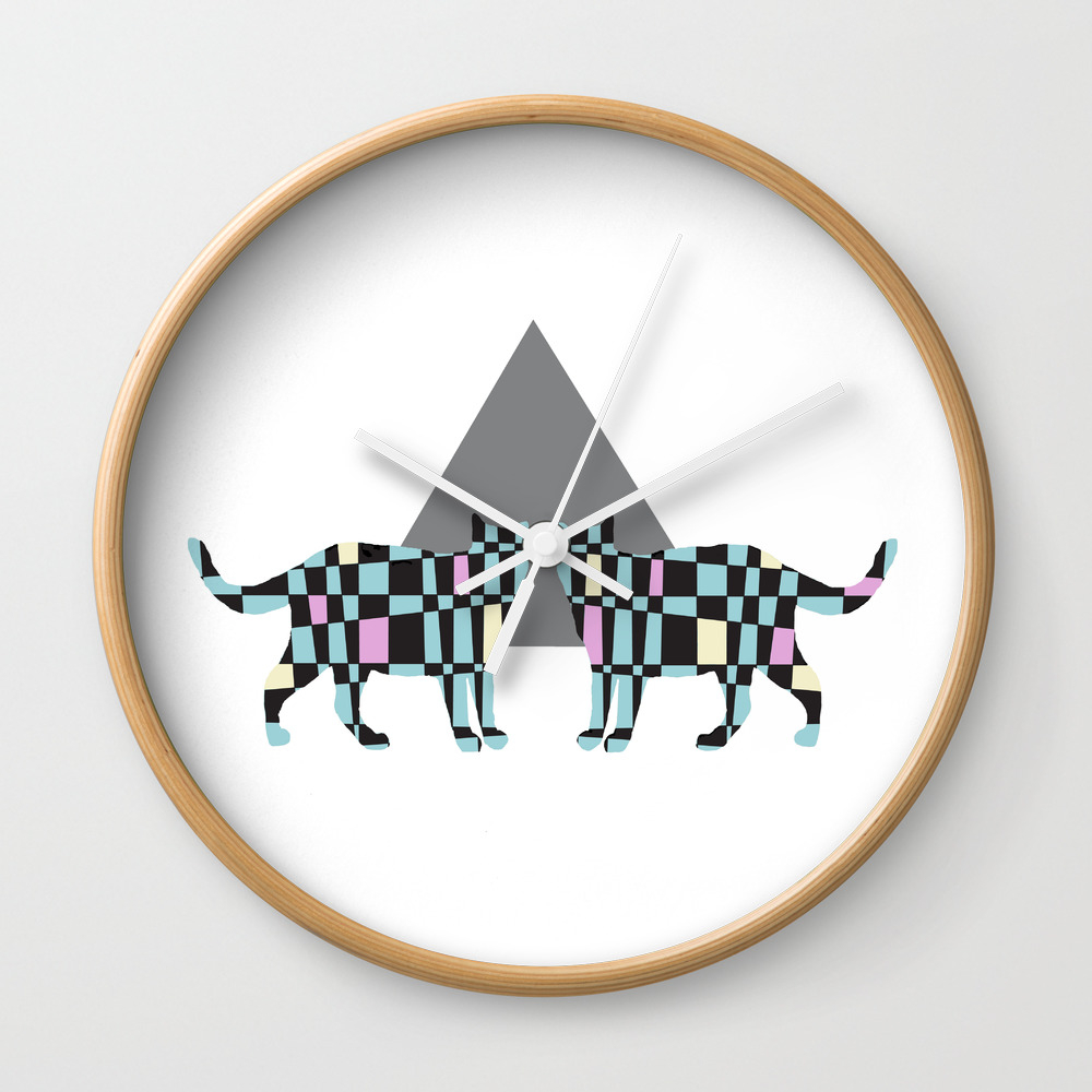 Geometric Cats Wall Clock By Bellablackbird Society6