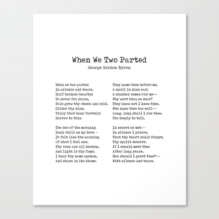 When We Two Parted - Poem by George Gordon Byron - Literary Print - Typewriter 2 Canvas Print