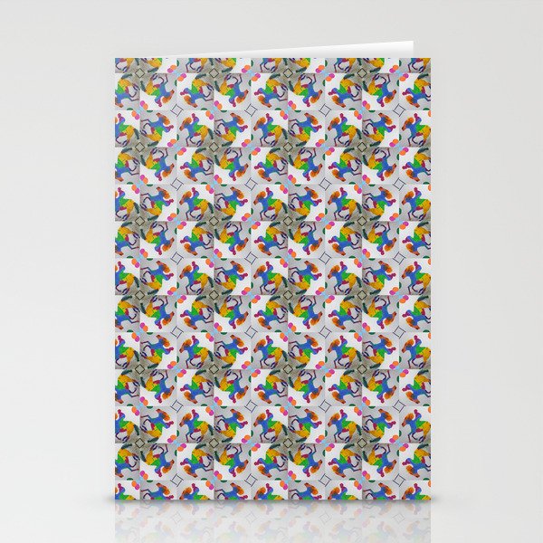  Colorful Rider and Horse Pop Y2K Pinwheel Pattern Stationery Cards