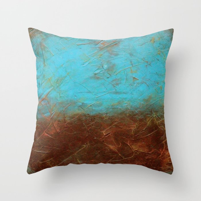 Turquoise and brown  Throw Pillow