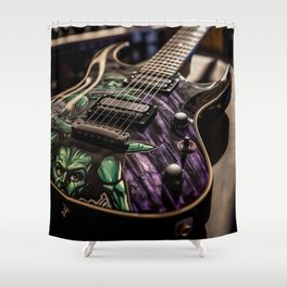 Comic Book Electric Guitar - Oil Style Shower Curtain