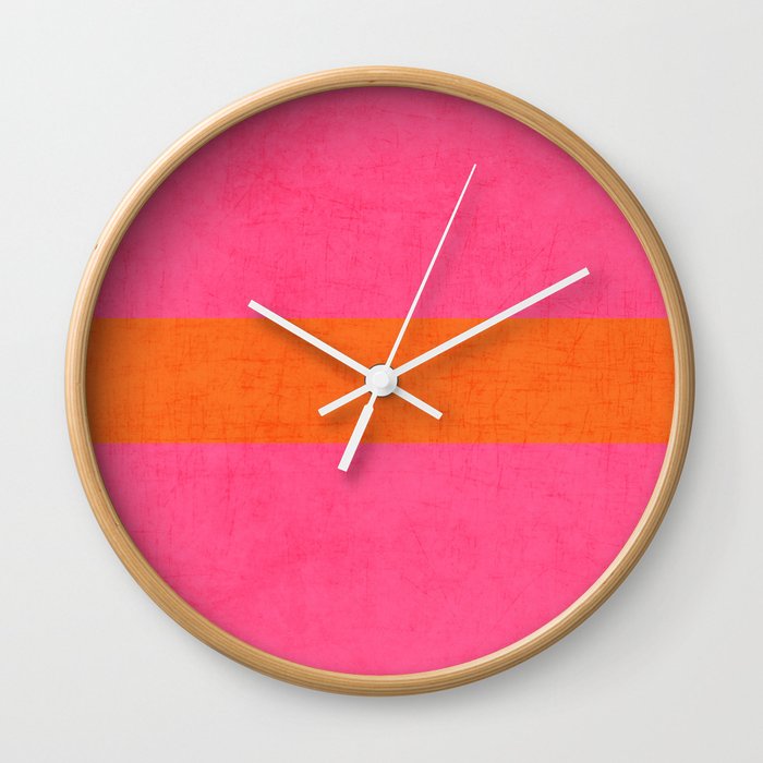 hot pink and orange classic  Wall Clock