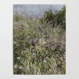 Abstract vintage summer prairie landscape 3d pixel art exctrusion Poster