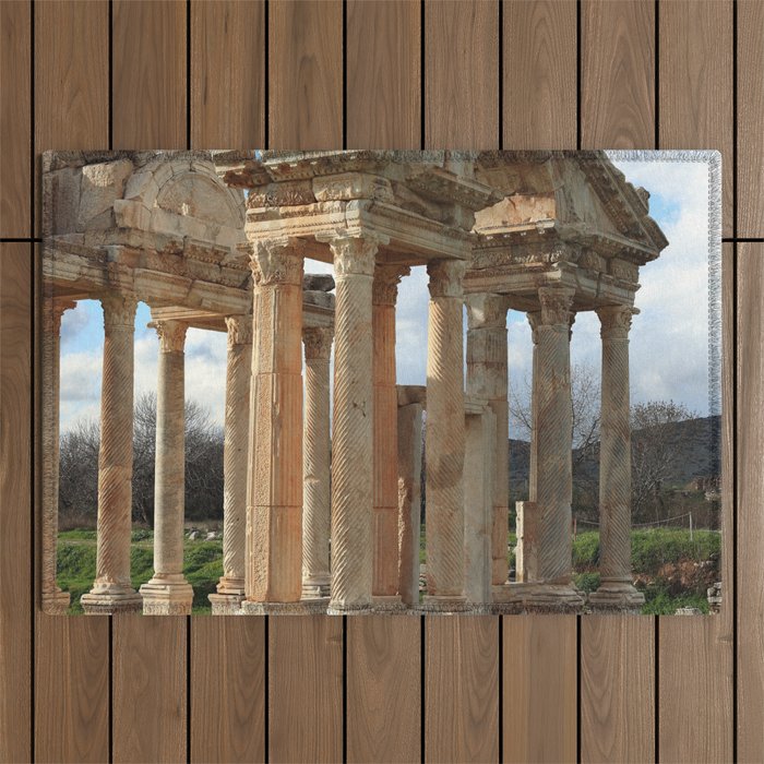 Italy Photography - Ancient Building On A Field Outdoor Rug