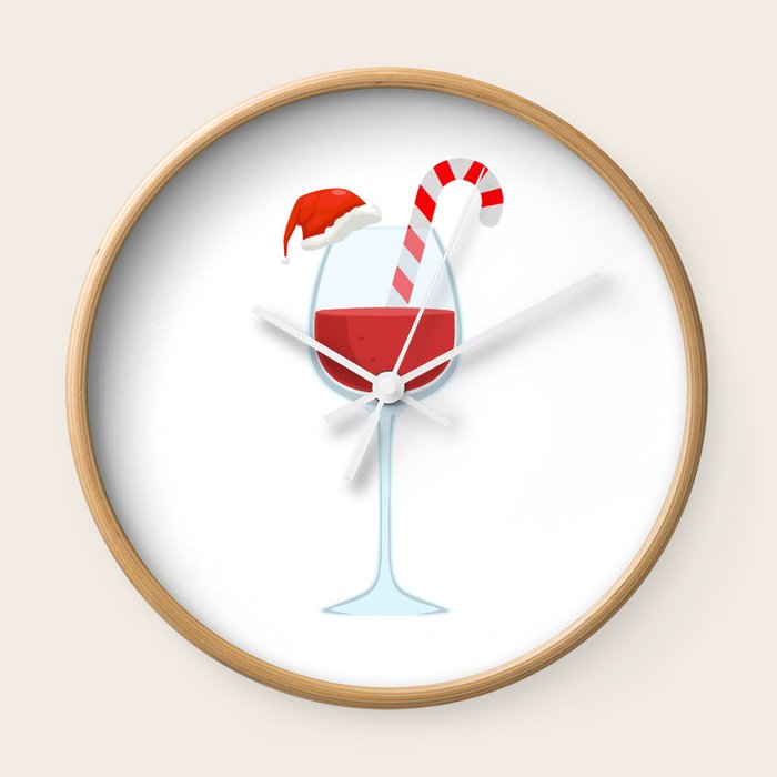 Wine Glass Christmas Candy Cane Funny Gift Wall Clock By Mrniceguy83 Society6