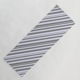 [ Thumbnail: Grey & Lavender Colored Striped Pattern Yoga Mat ]