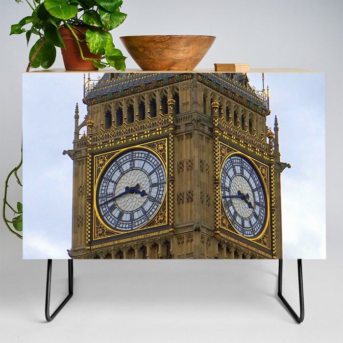 Great Britain Photography - Big Ben Under The Cloudy Sky Credenza