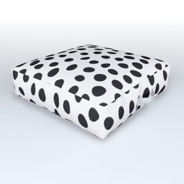 Hand Drawn Polka Dots, Spots Black &  White Outdoor Floor Cushion
