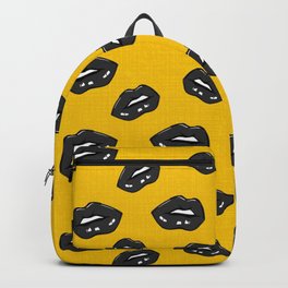 Lips black yellow popart Backpack