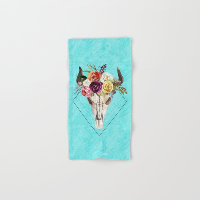 Geometric Boho Floral Skull Hand & Bath Towel