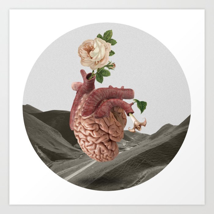 Digital brain surreal art. Mindfulness gifts. Art Print for Sale
