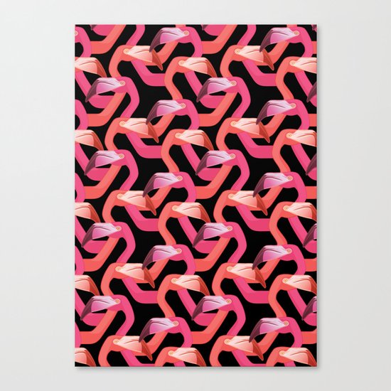 Woven flamingoes Canvas Print