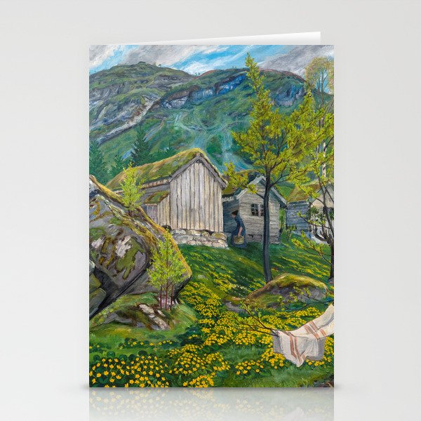 Spring Atmosphere at an Old Cotter's Farm by Nikolai Astrup Stationery Cards