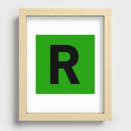 Letter R (Black & Green) Recessed Framed Print