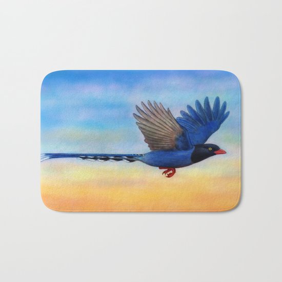 Taiwan Blue Magpies (2) Bath Mat